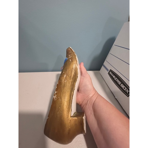 Other - Vintage Ceramic Shoe Planter Gold with Blue Bow Hand Painted Trinket Dish Decor